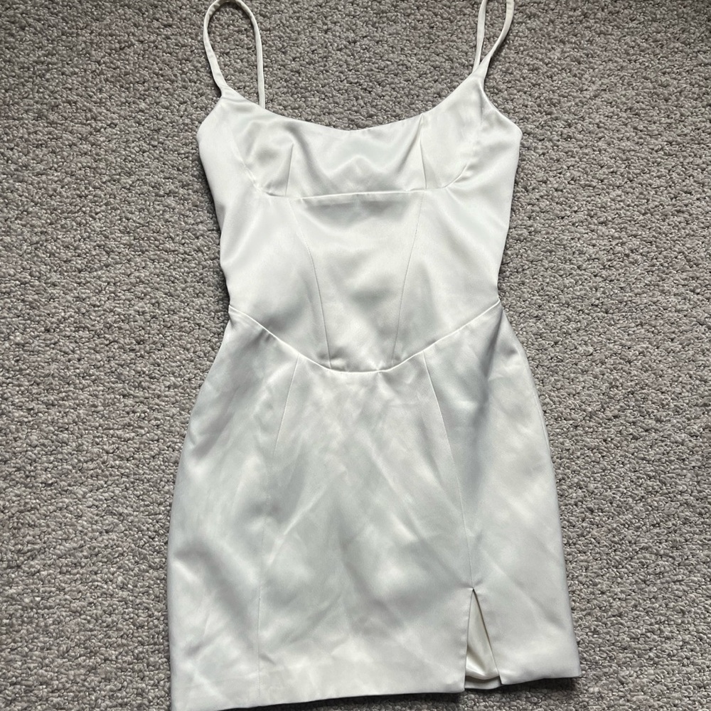 House of CB White Satin Mini Dress
